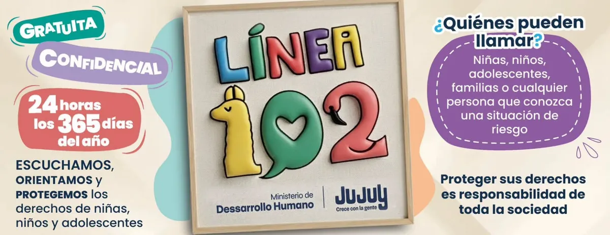Línea 102, disponible las 24 horas para la protección de niñas, niños y adolescentes